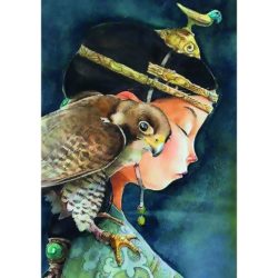 CARNET GRAND FORMAT "LA FILLE DE PROFIL AU FAUCON"