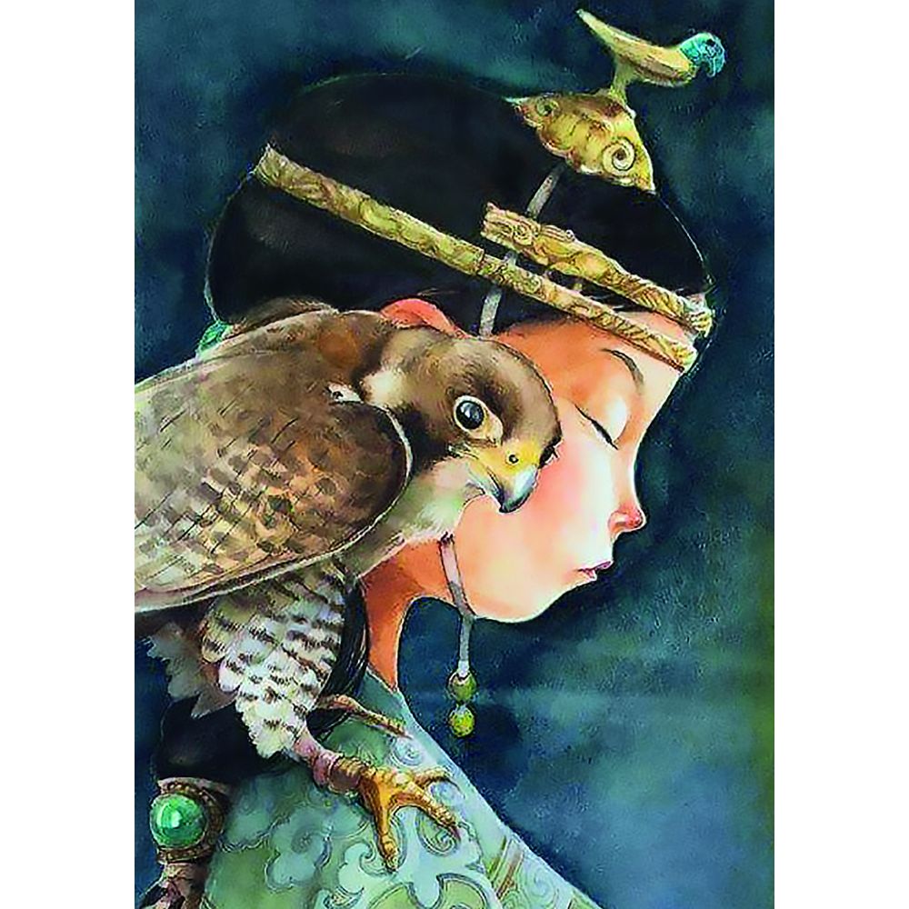 CARNET GRAND FORMAT "LA FILLE DE PROFIL AU FAUCON"