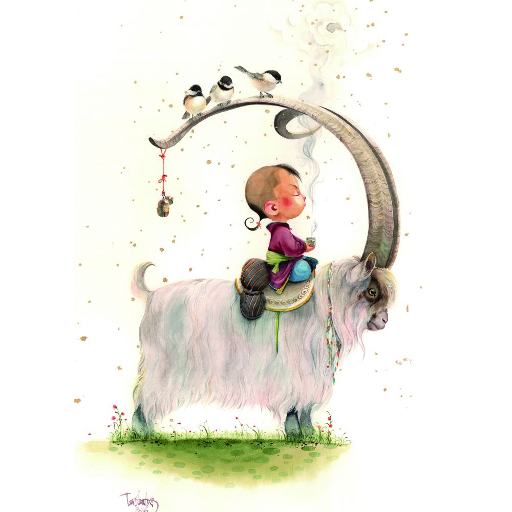 Carte Mongole " Naranbaatar dompte son bouc"