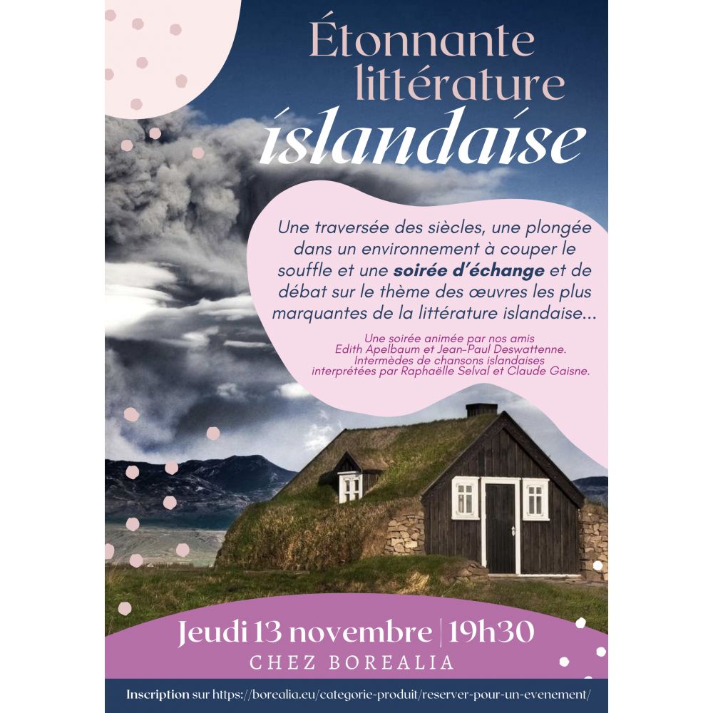 SOIRÉE "ÉTONNANTE LITTERATURE ISLANDAISE" - JEUDI 13 NOV. 2025 À 19H30