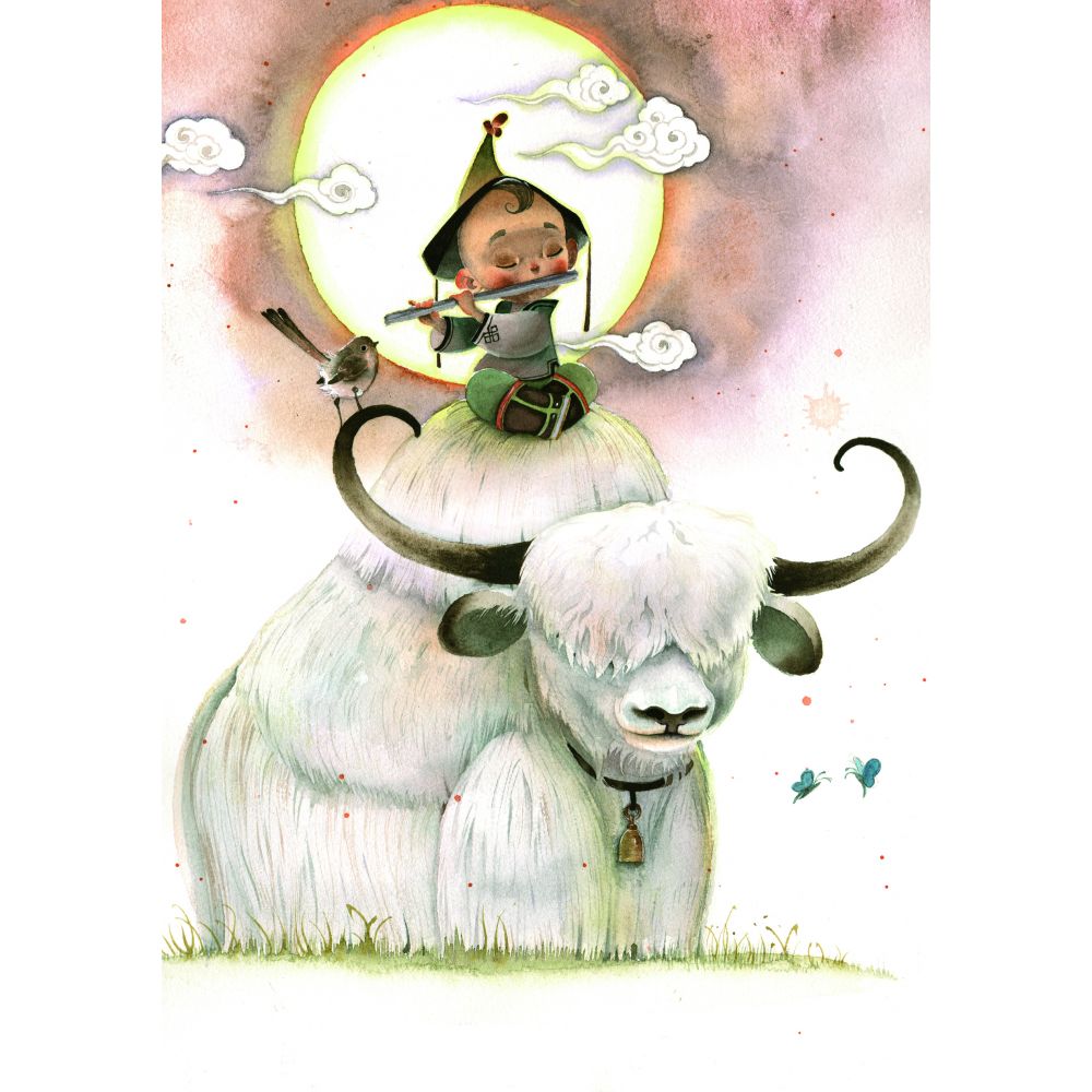 CARNET GRAND FORMAT "Flute et yach"