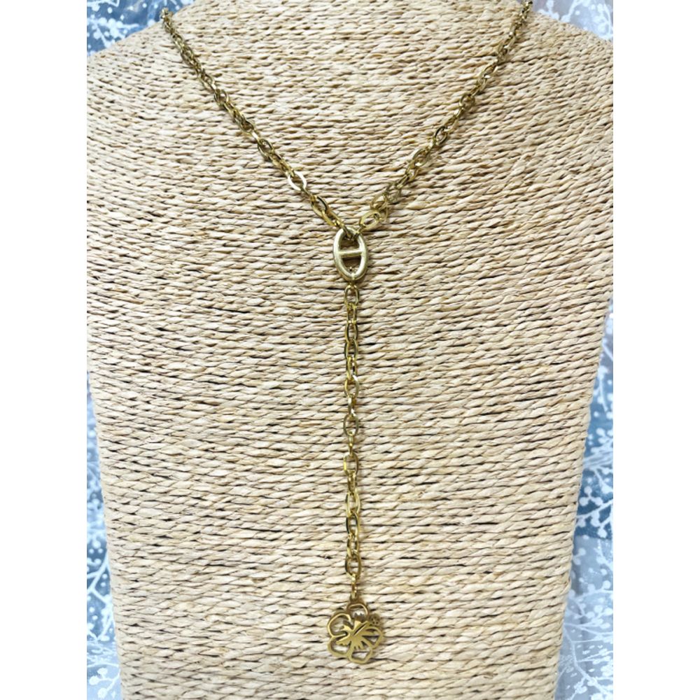 SAUTOIR FLEUR MAILLE MARINE