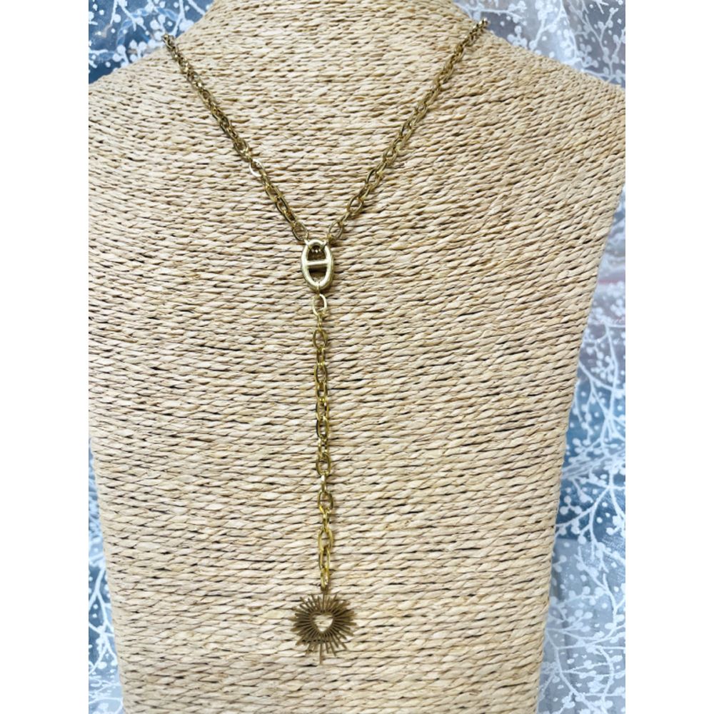 SAUTOIR COEUR MAILLE MARINE