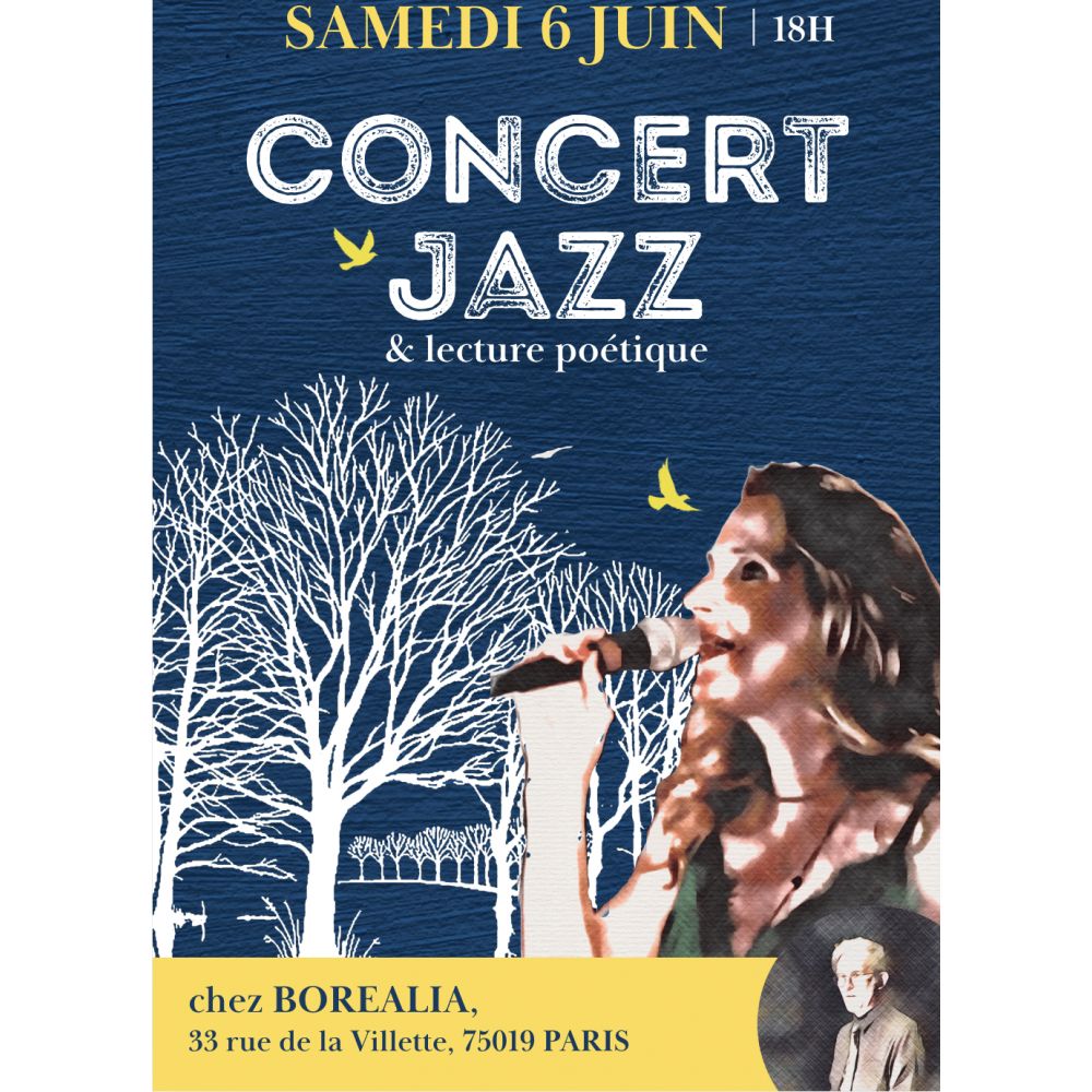 CONCERT JAZZ et lecture poétique le 6 Juin à 18h