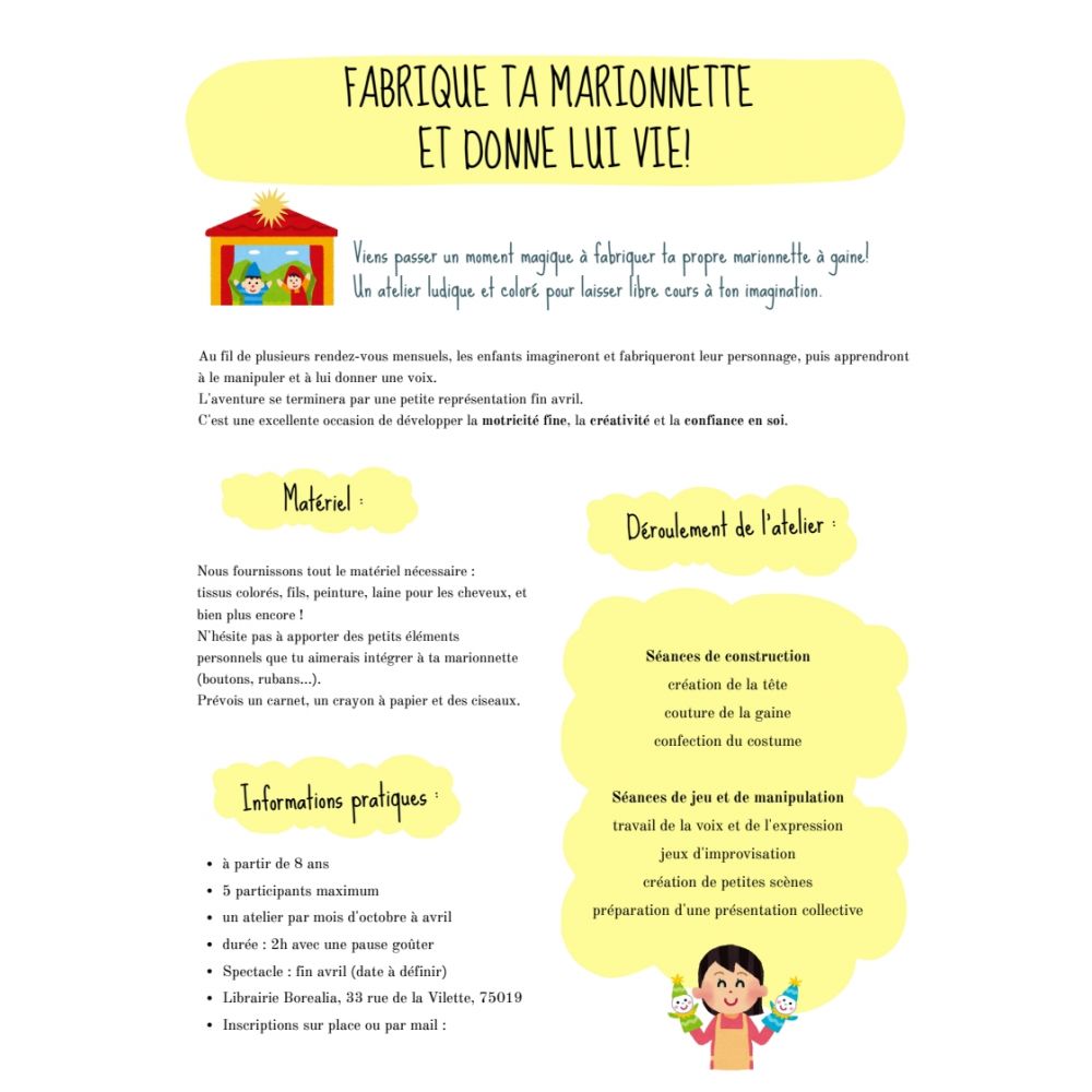 GRAND STAGE DE MARIONNETTES AVEC CAPUCINE JARHEHORN (ANNÉE SCOLAIRE 2026-2027) – Image 3