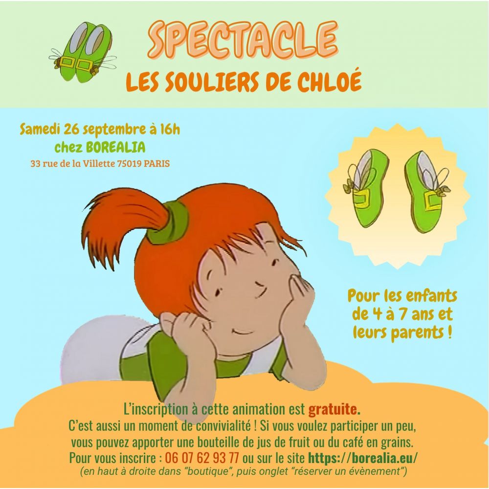 SPECTACLE POUR ENFANTS : LES SOULIERS DE CHLOE (SAM. 26/09 à 16h)